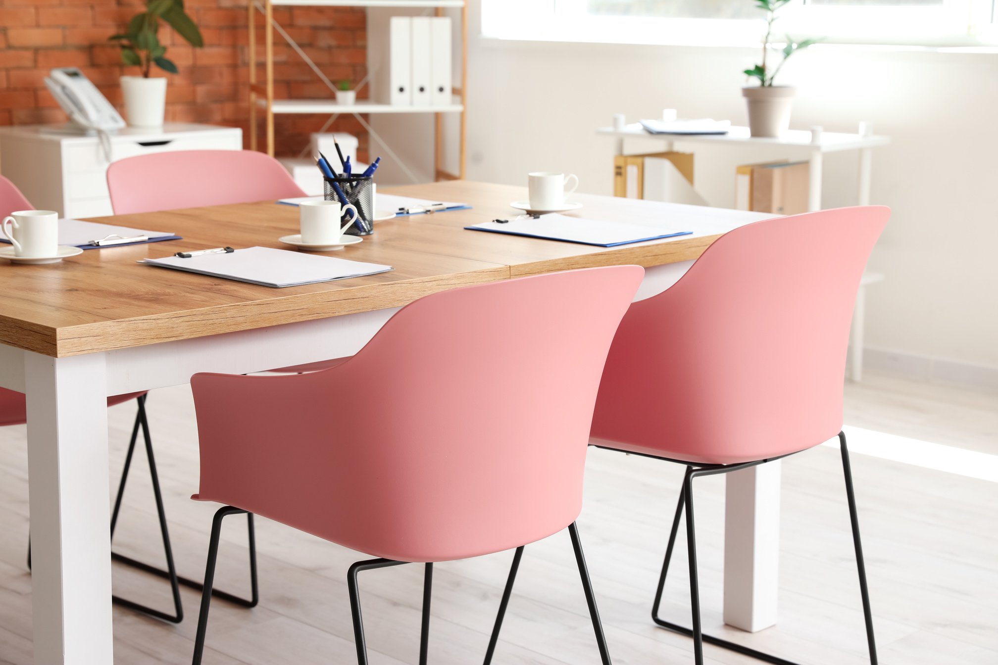 Table Prepared for Business Meeting in Office